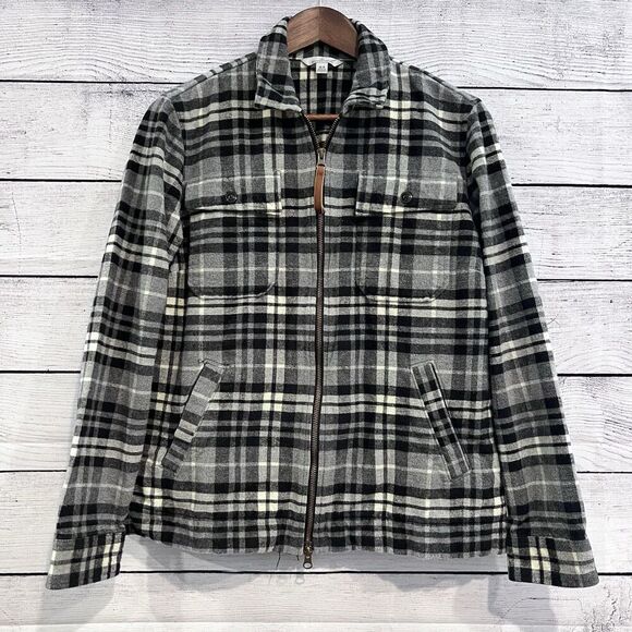 LL Bean Signature Size Medium Plaid Chamois Flannel Shirt Jacket Full Zip Soft - Picture 1 of 12
